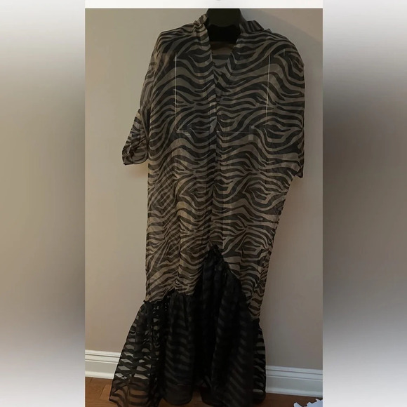 Luxe Fashion Zebra Eyelet cotton print ready to wear kaftan style  maxi dress - Picture 2 of 10